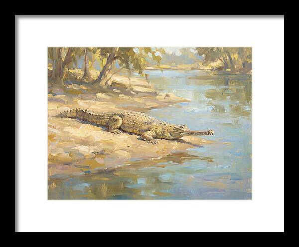 Gharial Relaxing By The Water