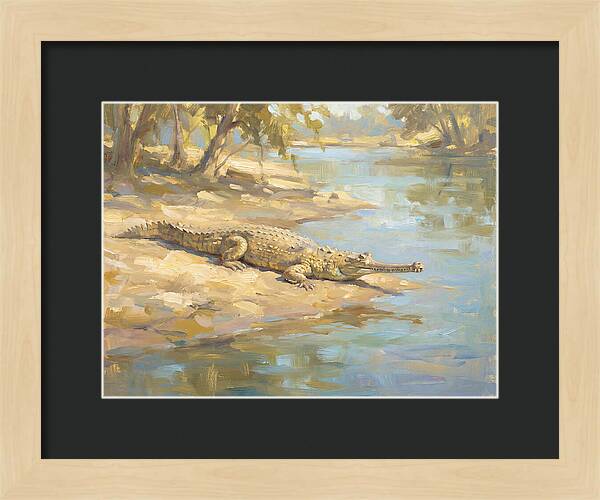 Gharial Relaxing By The Water
