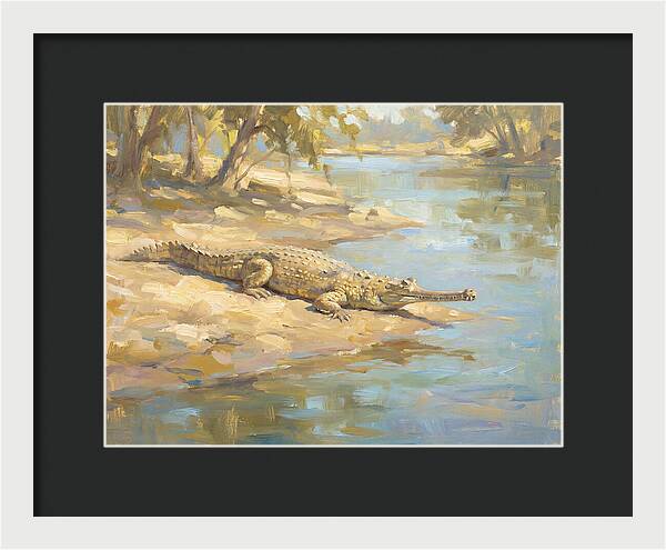 Gharial Relaxing By The Water