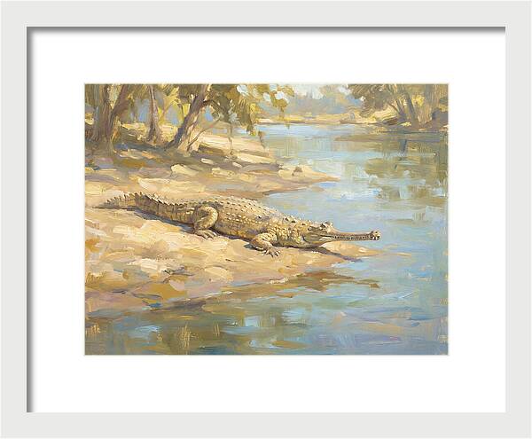 Gharial Relaxing By The Water