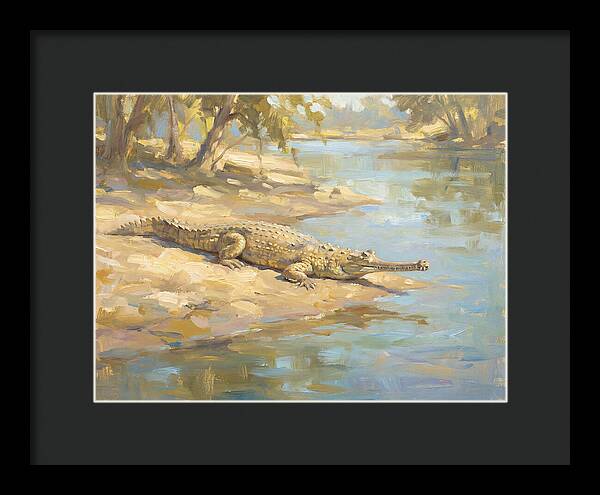 Gharial Relaxing By The Water