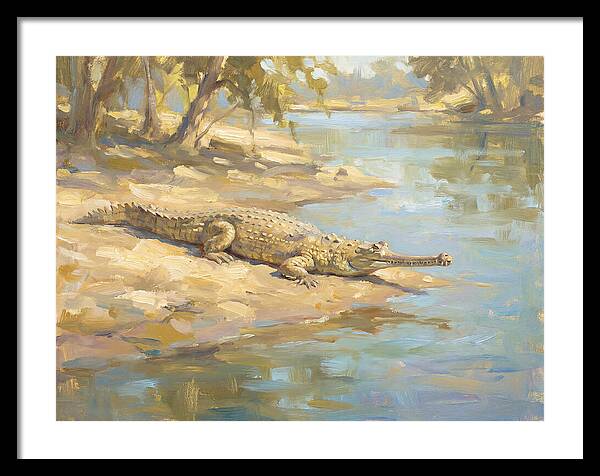 Gharial Relaxing By The Water