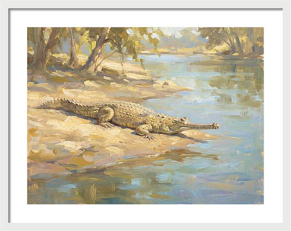 Gharial Relaxing By The Water