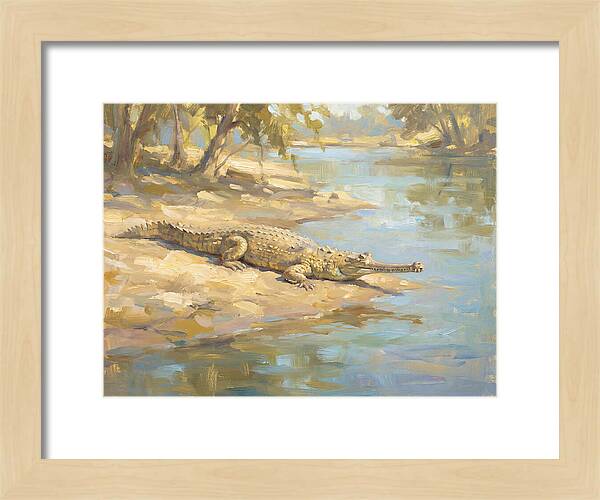 Gharial Relaxing By The Water