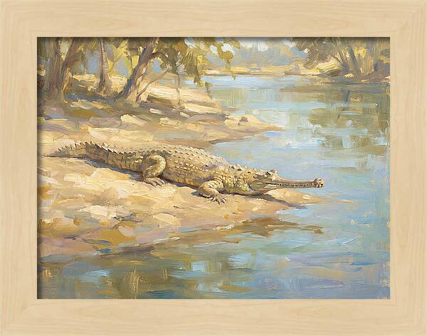 Gharial Relaxing By The Water
