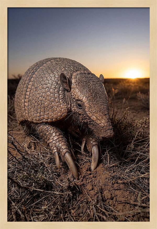 Giant Armadillo Foraging At Dusk