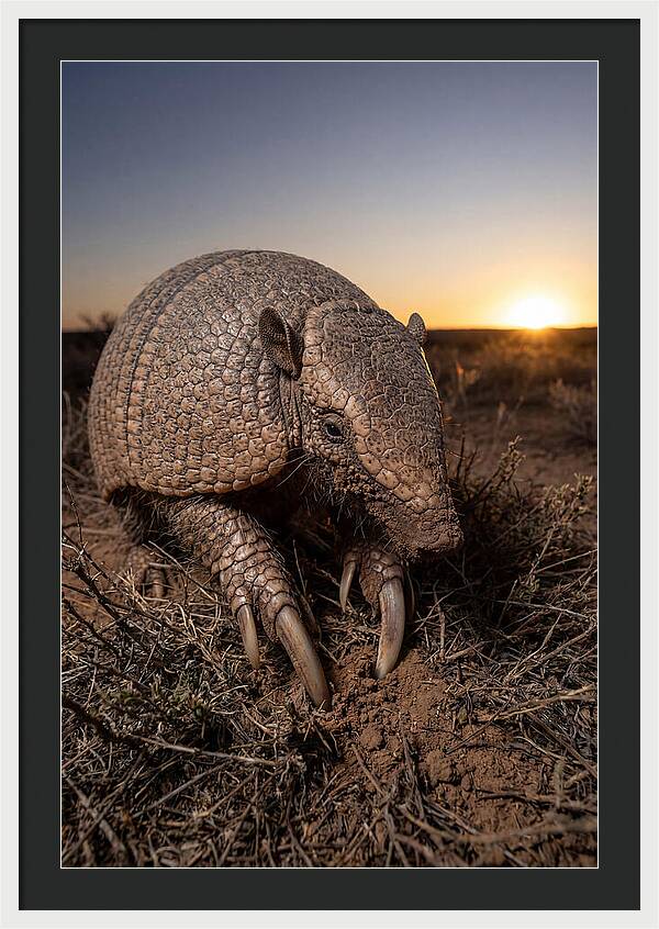 Giant Armadillo Foraging At Dusk
