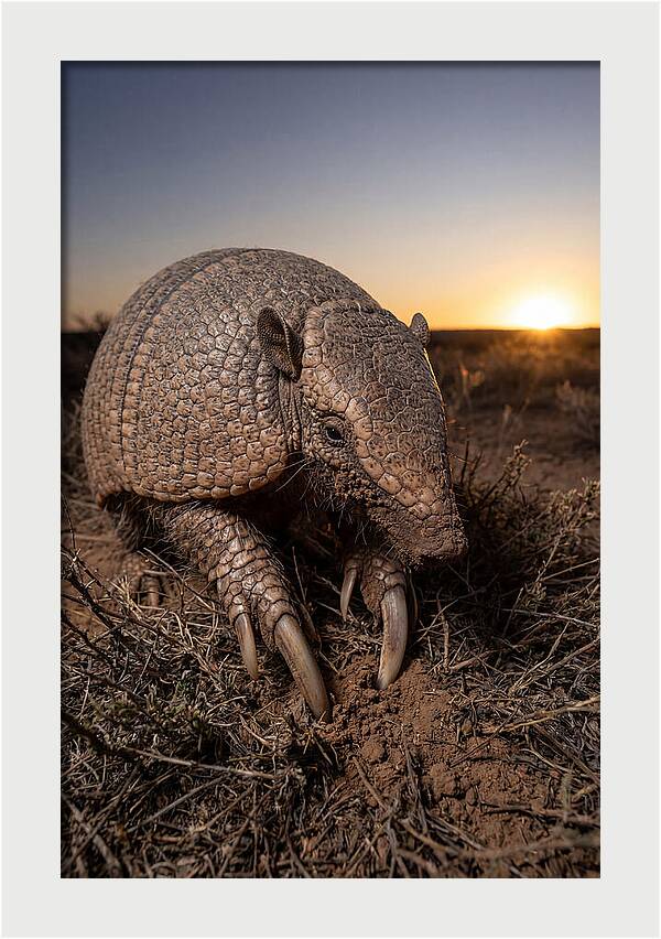 Giant Armadillo Foraging At Dusk