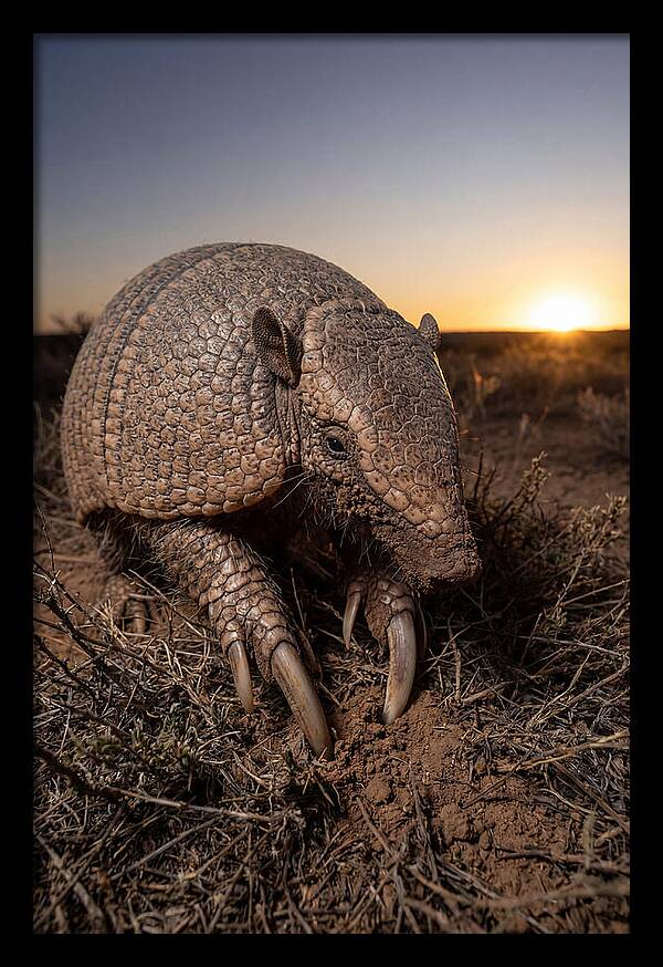 Giant Armadillo Foraging At Dusk