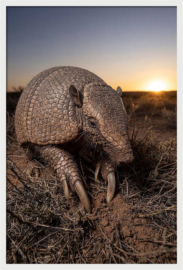 Giant Armadillo Foraging At Dusk