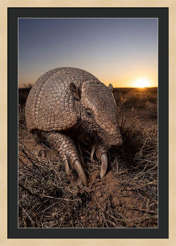 Giant Armadillo Foraging At Dusk