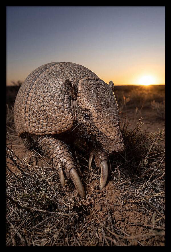 Giant Armadillo Foraging At Dusk