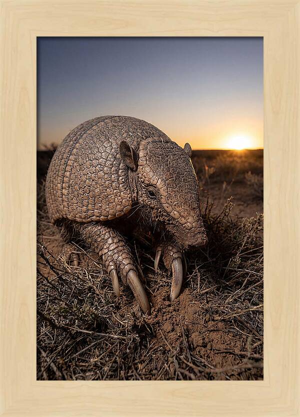 Giant Armadillo Foraging At Dusk