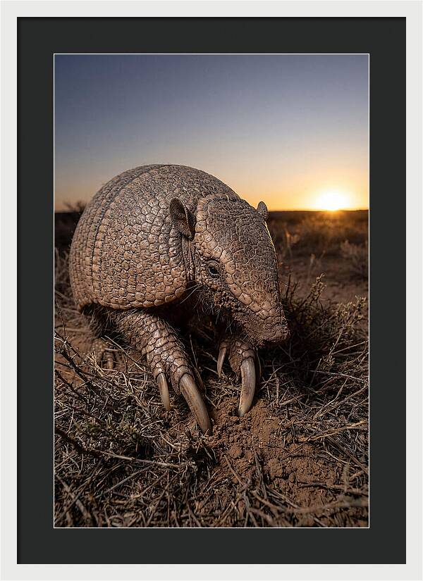 Giant Armadillo Foraging At Dusk