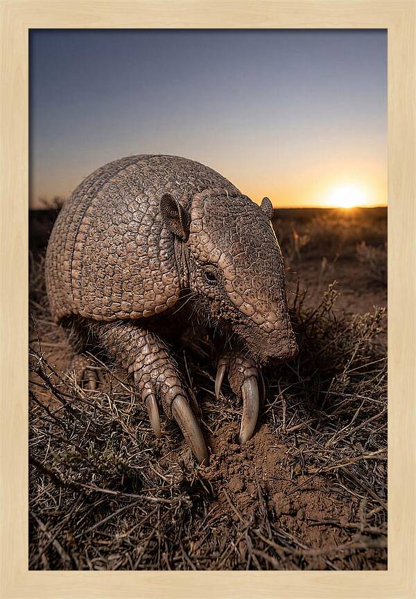Giant Armadillo Foraging At Dusk