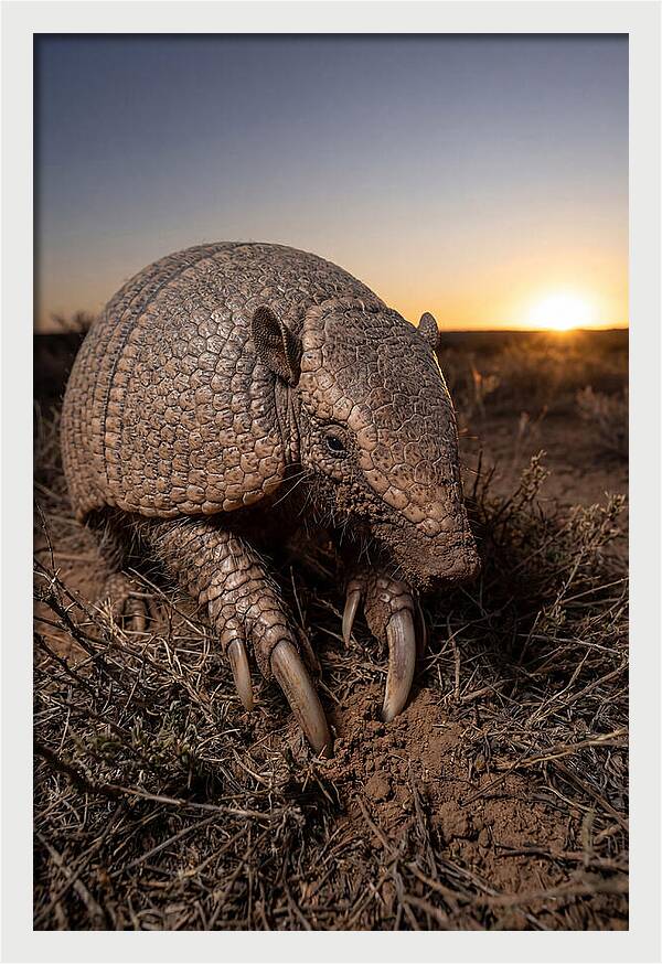 Giant Armadillo Foraging At Dusk