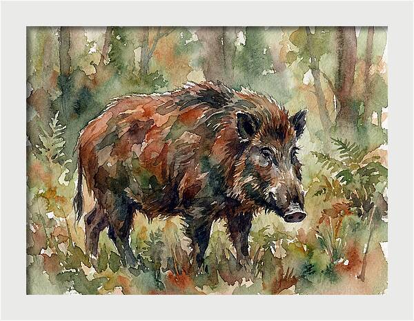Giant Forest Hog In Watercolor