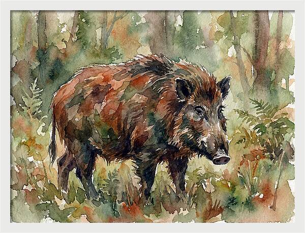 Giant Forest Hog In Watercolor