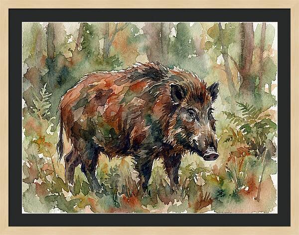 Giant Forest Hog In Watercolor