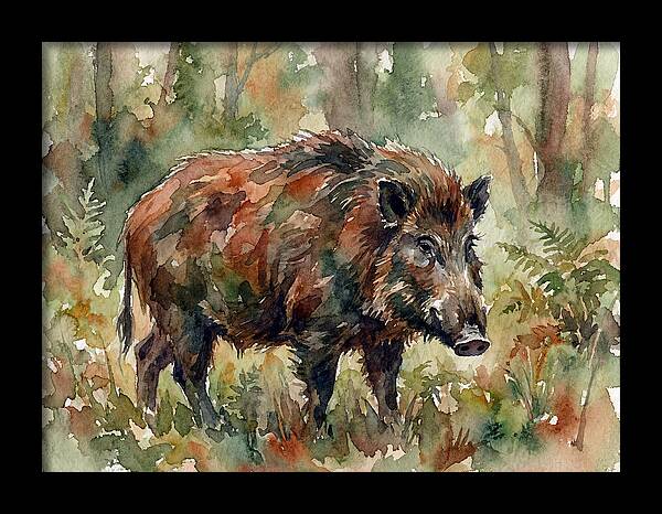 Giant Forest Hog In Watercolor