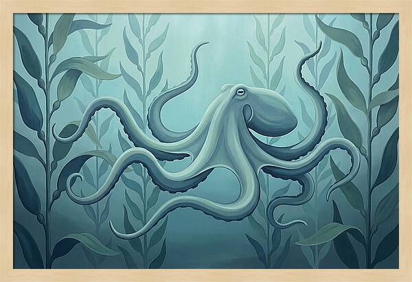 Giant Pacific Octopus In Kelp Forest