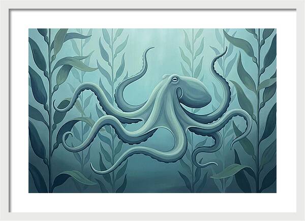 Giant Pacific Octopus In Kelp Forest