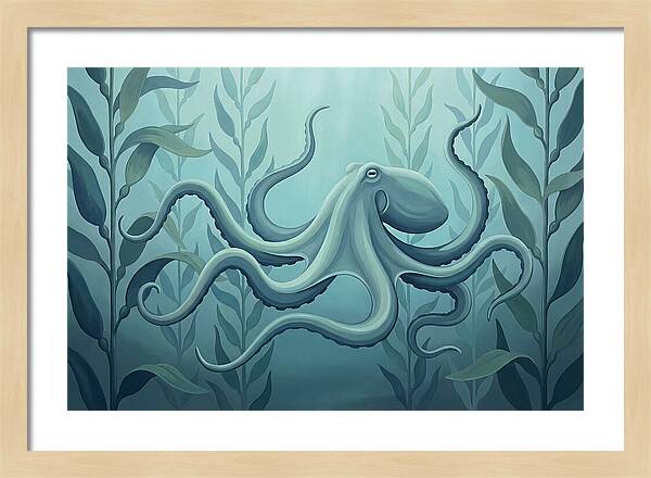Giant Pacific Octopus In Kelp Forest