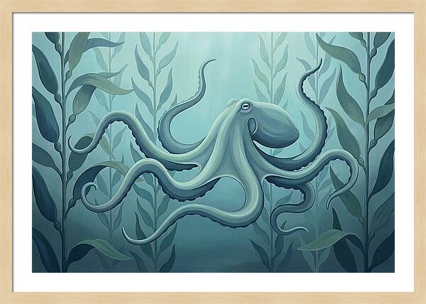 Giant Pacific Octopus In Kelp Forest