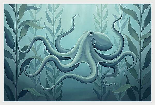 Giant Pacific Octopus In Kelp Forest