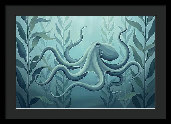 Giant Pacific Octopus In Kelp Forest