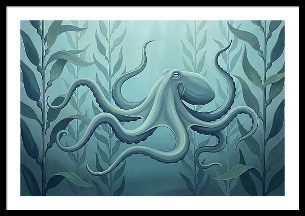 Giant Pacific Octopus In Kelp Forest