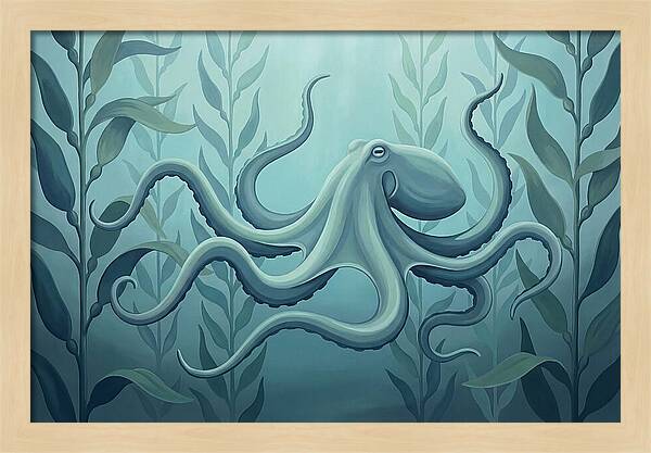 Giant Pacific Octopus In Kelp Forest