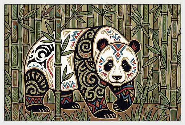 Giant Panda Among Bamboo