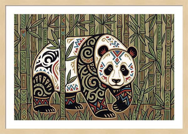 Giant Panda Among Bamboo