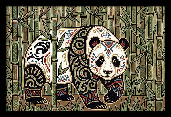 Giant Panda Among Bamboo