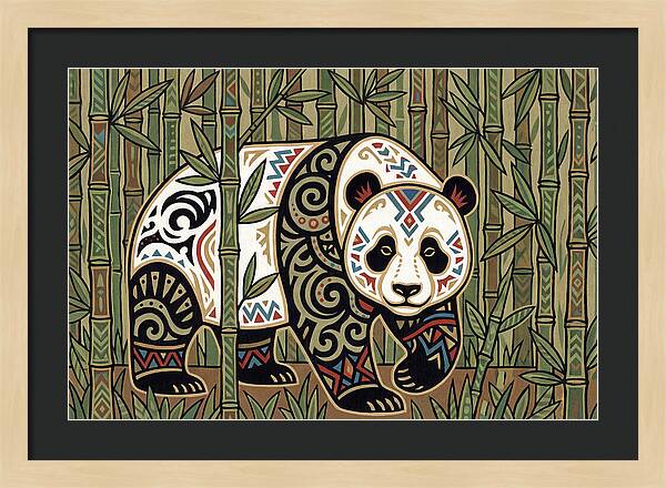 Giant Panda Among Bamboo