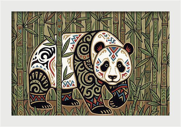 Giant Panda Among Bamboo