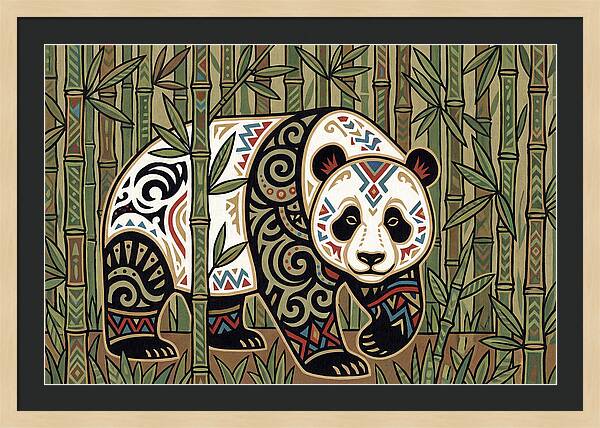 Giant Panda Among Bamboo