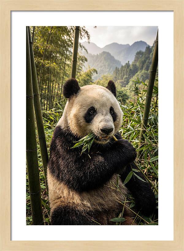 Giant Panda Enjoying Bamboo