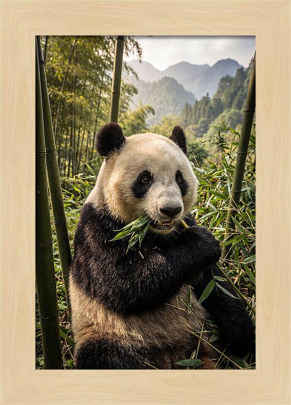 Giant Panda Enjoying Bamboo
