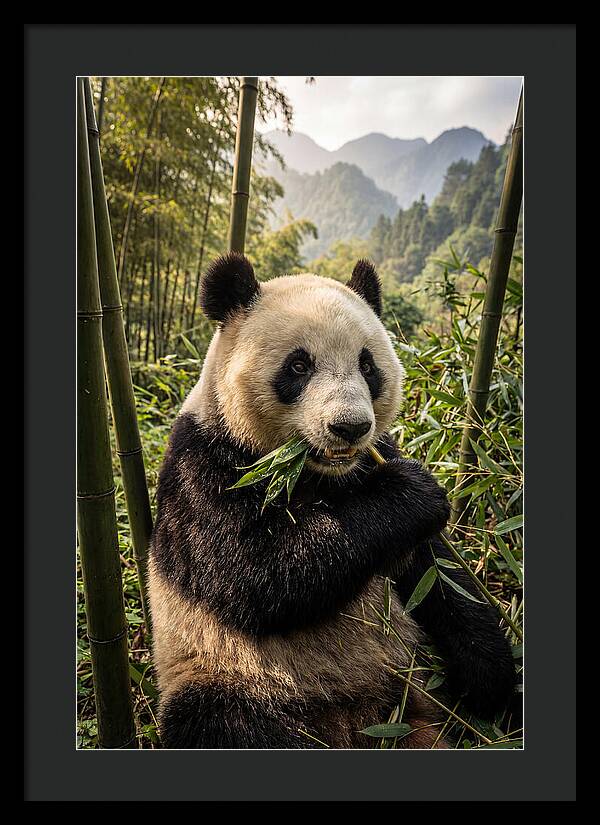 Giant Panda Enjoying Bamboo