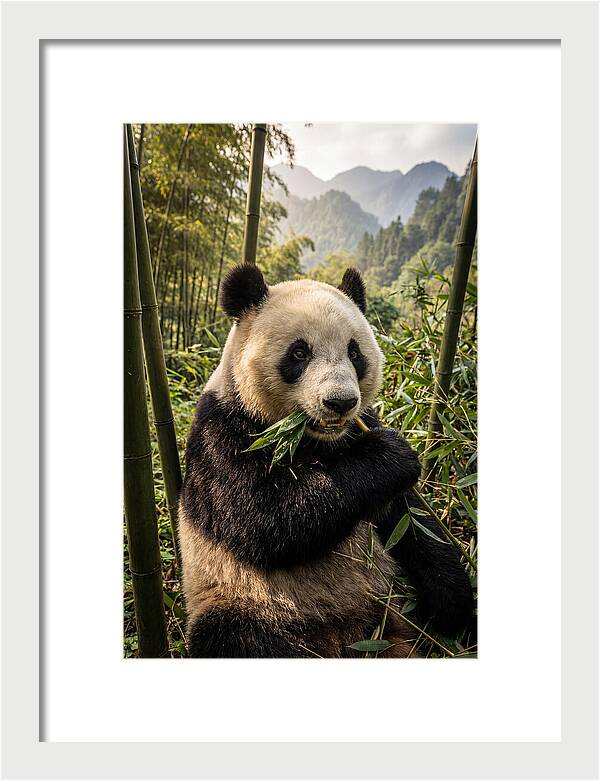 Giant Panda Enjoying Bamboo