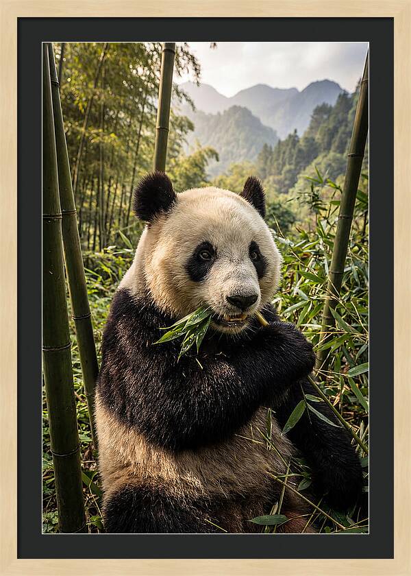 Giant Panda Enjoying Bamboo