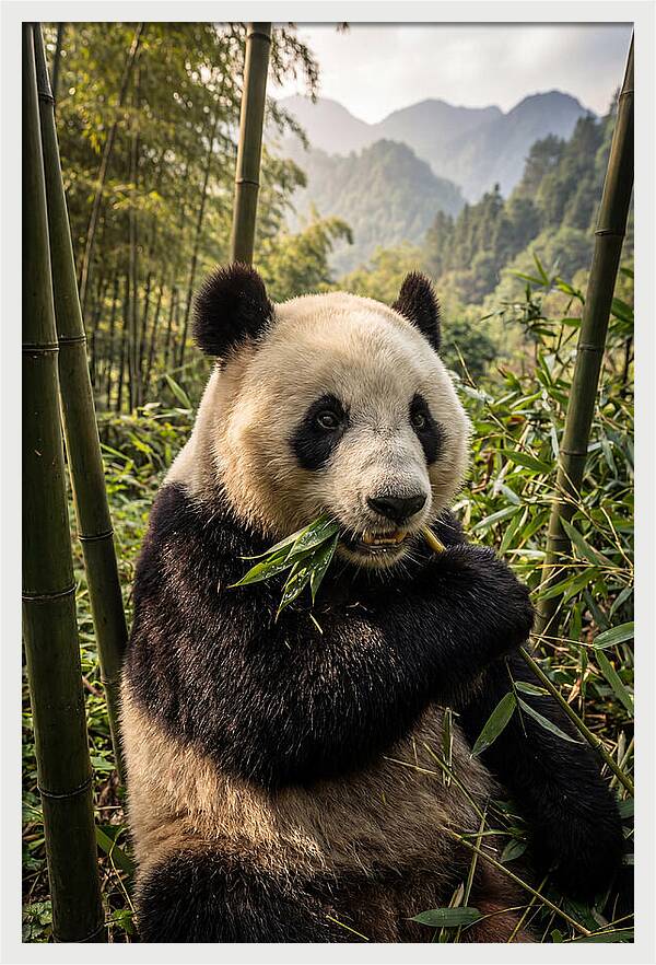 Giant Panda Enjoying Bamboo