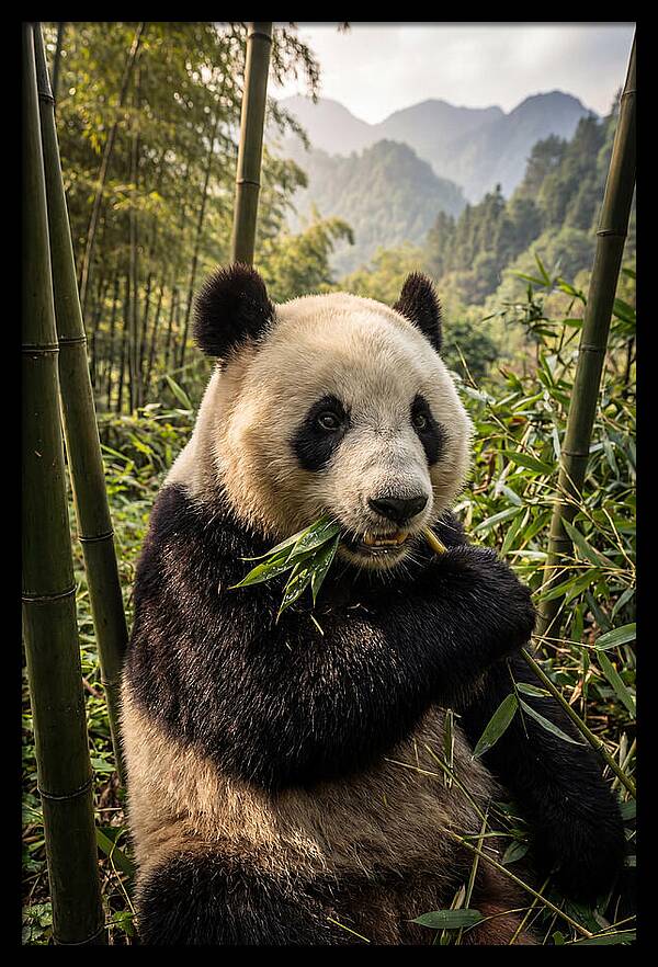 Giant Panda Enjoying Bamboo