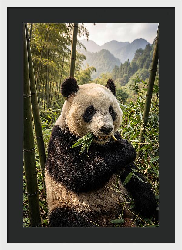 Giant Panda Enjoying Bamboo