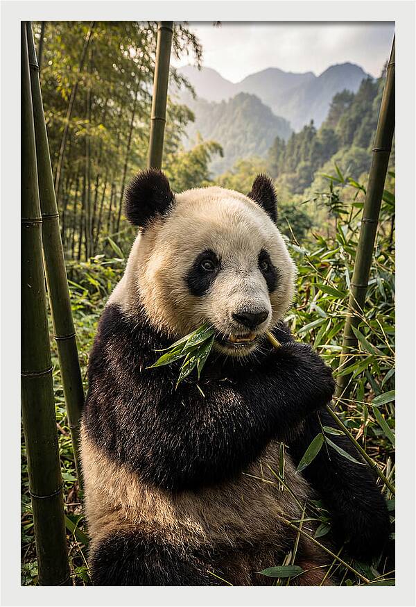 Giant Panda Enjoying Bamboo