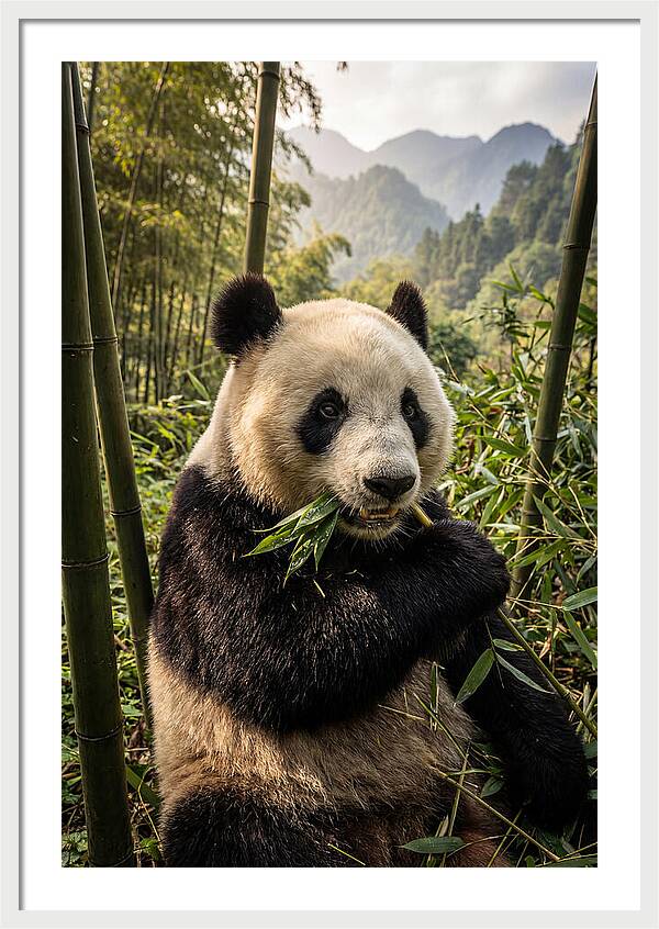 Giant Panda Enjoying Bamboo