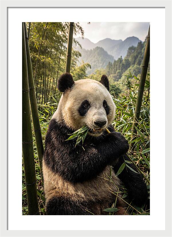 Giant Panda Enjoying Bamboo