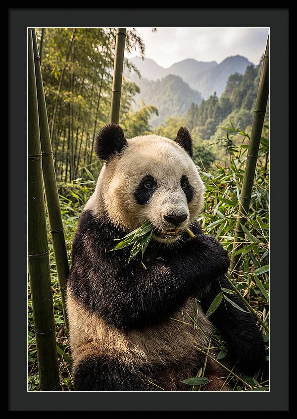 Giant Panda Enjoying Bamboo